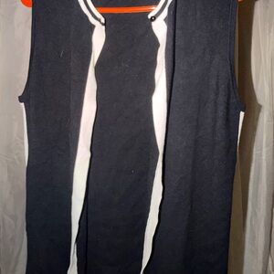 Laura Black and White Striped Collar Top